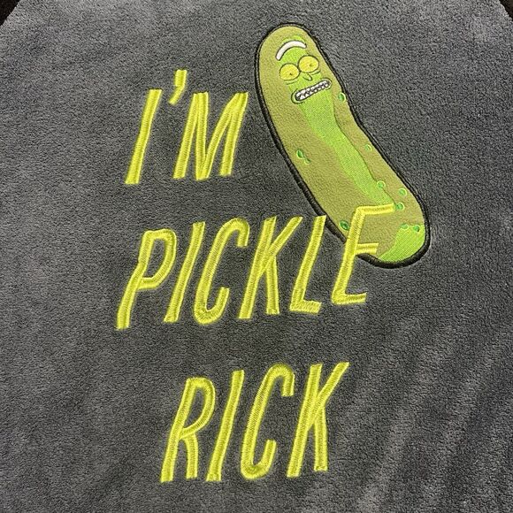 Rick & Morty Sweatshirt Large Adult Swim Pickle Rick Gray/Black Soft Pullover - Picture 2 of 8